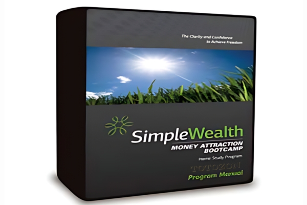 Interactive elements of Money Attraction Bootcamp showing videos, audio clips, and workbook.